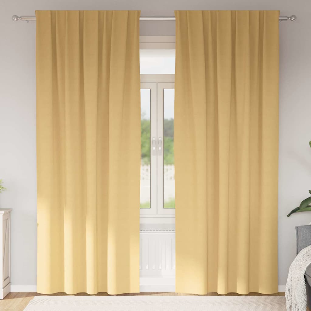 Vidaxl rideaux occultants avec anneaux 2 pcs beige 225 x 140 cm