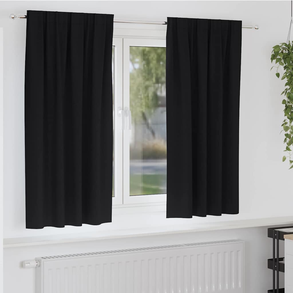 VidaXL rideaux occultants avec anneaux 2 pcs noir 175 x 140 cm