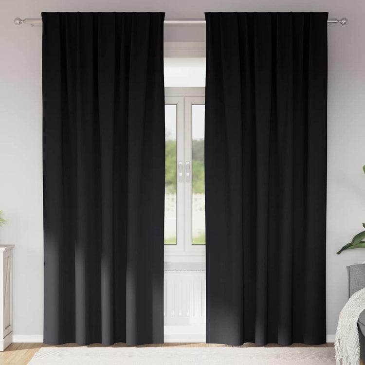 VidaXL rideaux occultants avec anneaux 2 pcs noir 225 x 140 cm