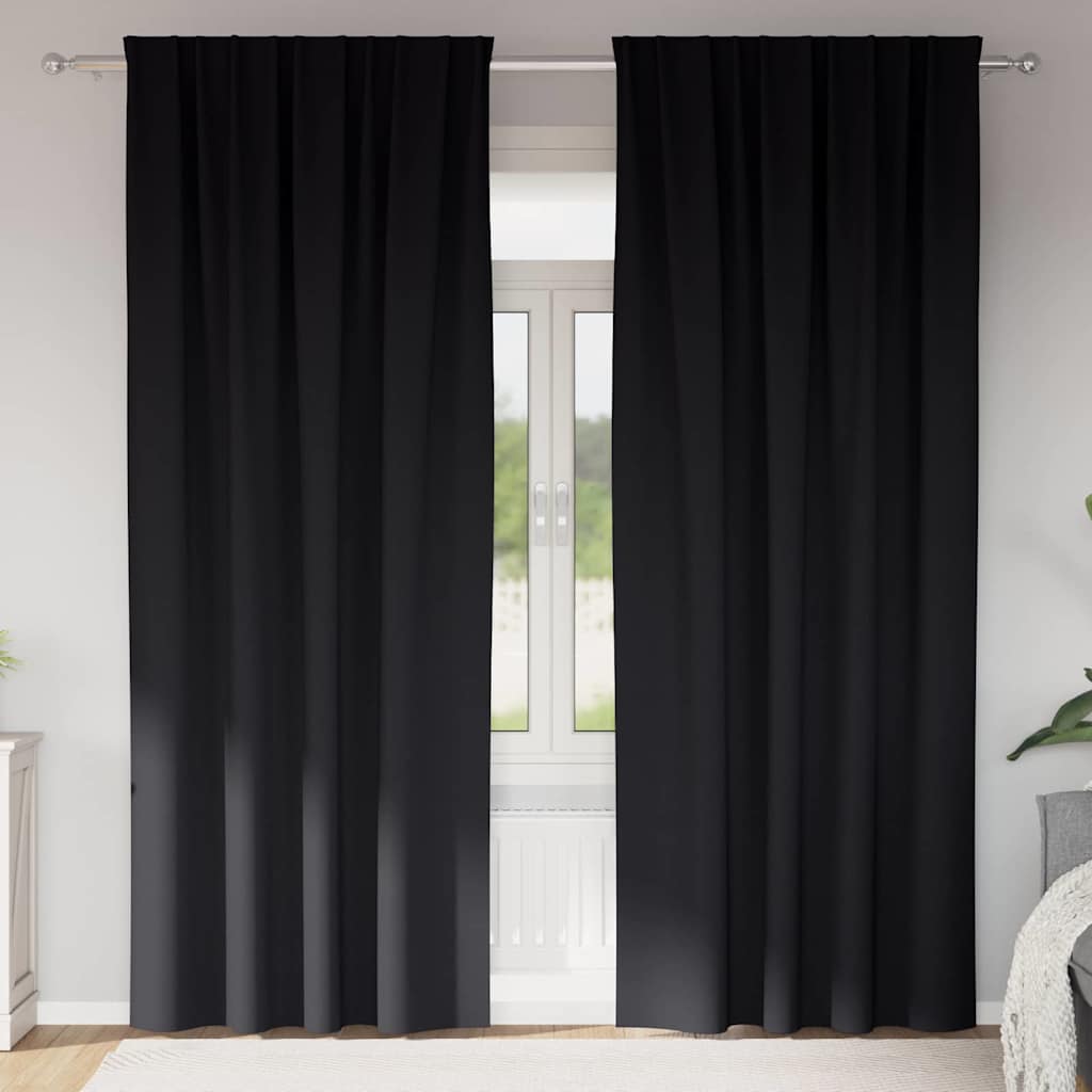 VidaXL rideaux occultants avec anneaux 2 pcs noir 245 x 140 cm