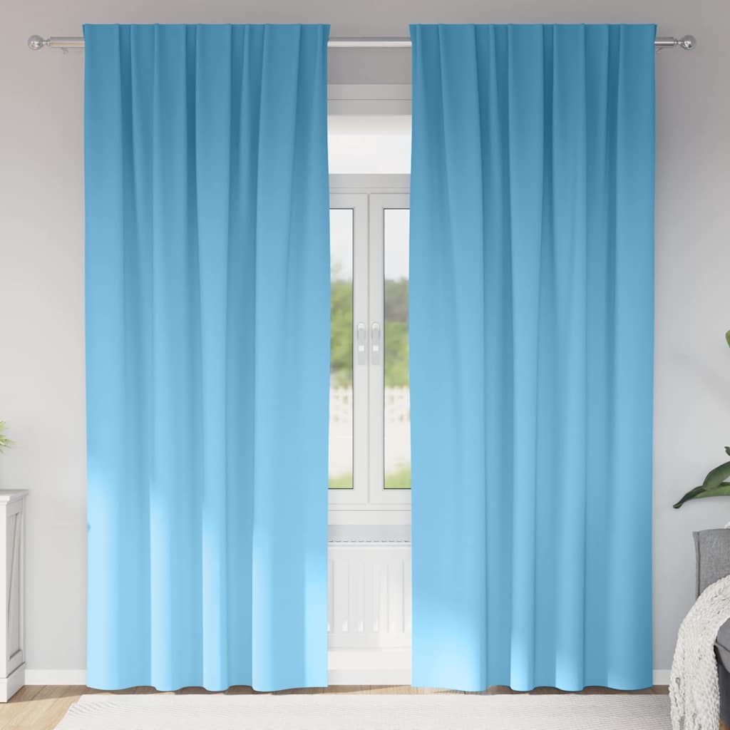 Vidaxxl rideaux occultants avec anneaux 2 pcs bleu clair 225 x 140 cm