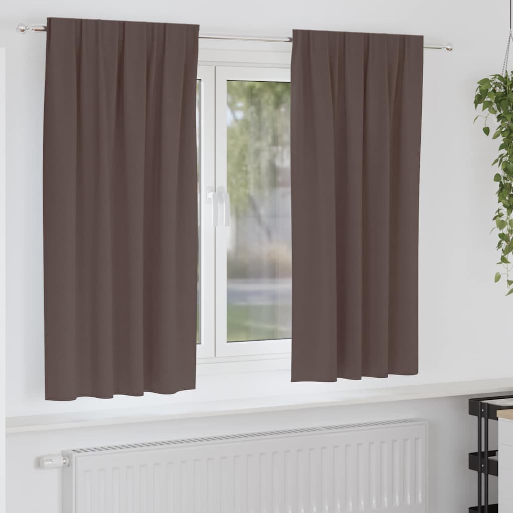 Vidaxl rideaux occultants avec anneaux 2 pcs marron foncé 175 x 140 cm