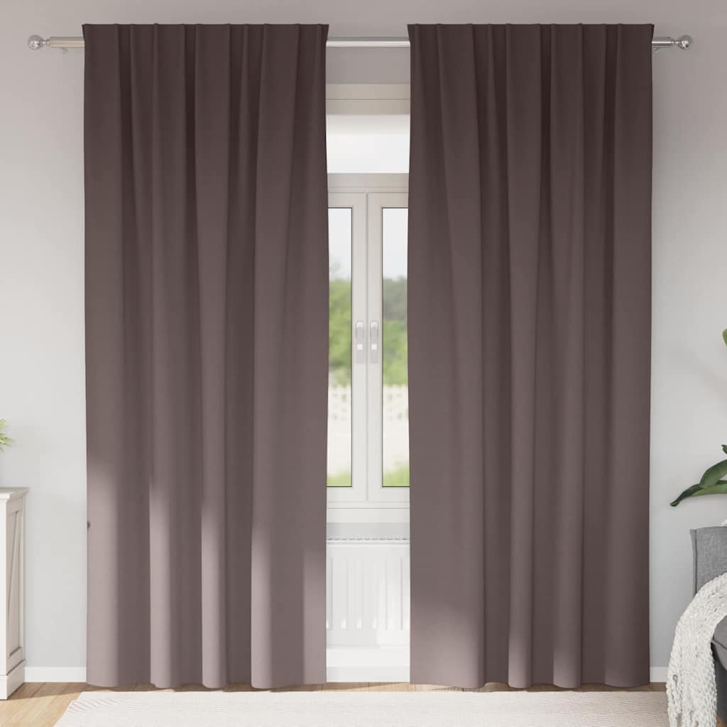 Vidaxl rideaux occultants avec anneaux 2 pcs marron foncé 225 x 140 cm