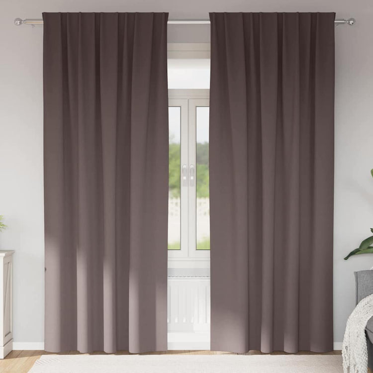 Vidaxl rideaux occultants avec anneaux 2 pcs marron foncé 245 x 140 cm