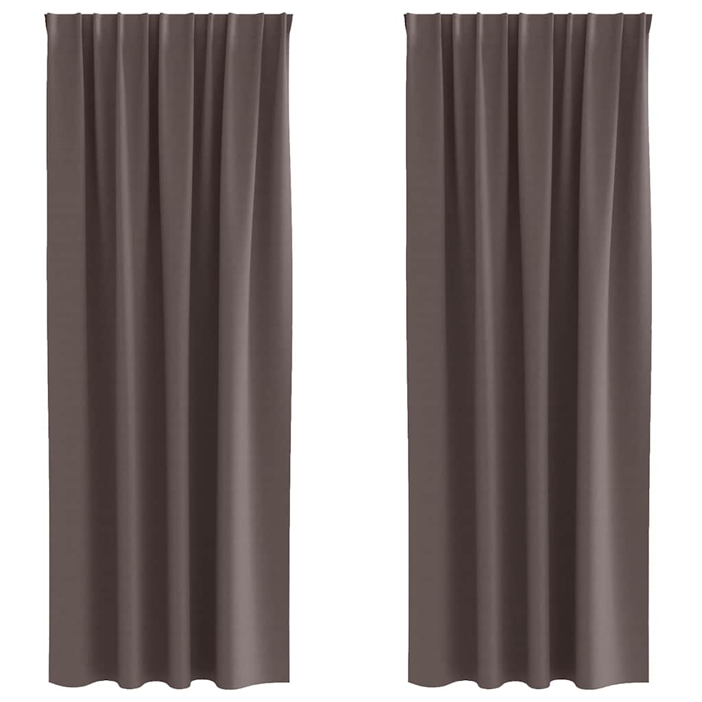 Vidaxl rideaux occultants avec anneaux 2 pcs marron foncé 245 x 140 cm