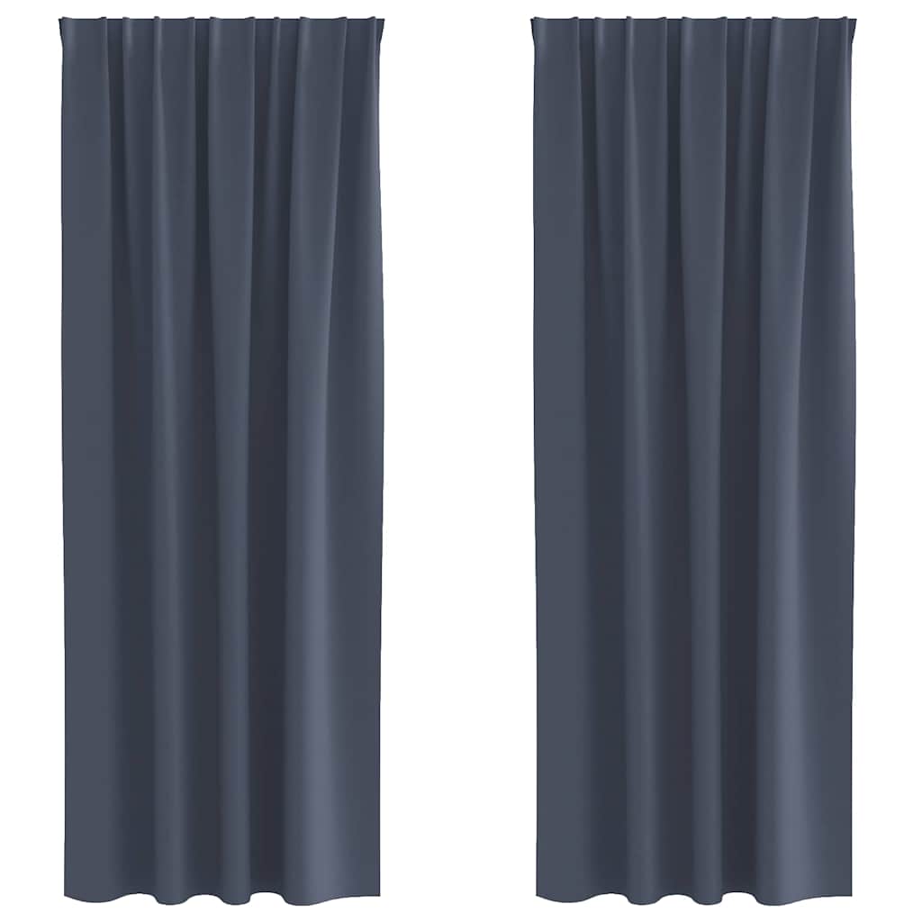 Vidaxl rideaux occultants avec anneaux 2 pcs anthracite 245 x 140 cm