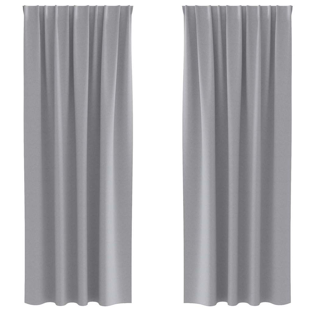 Vidaxxl rideaux occultants avec anneaux 2 pcs gris clair 245 x 140 cm