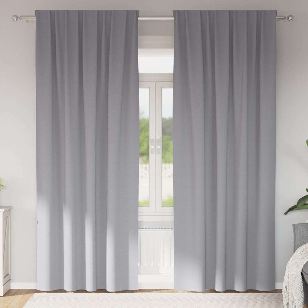 Vidaxxl rideaux occultants avec anneaux 2 pcs gris clair 260 x 140 cm