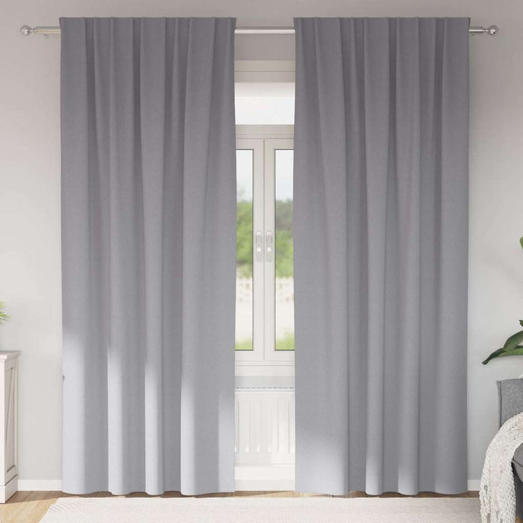 Vidaxxl rideaux occultants avec anneaux 2 pcs gris clair 260 x 140 cm