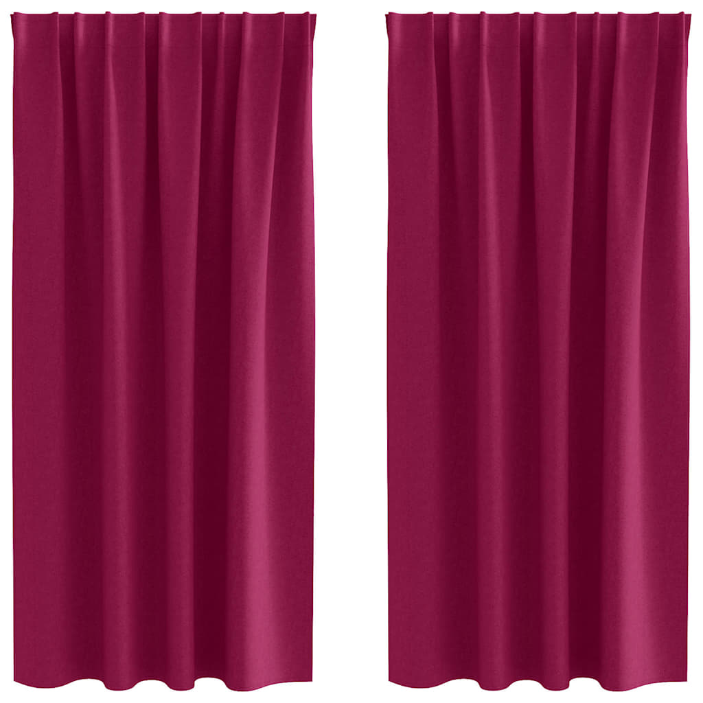 VidaXL rideaux occultants avec anneaux 2 pcs rouge vin 175 x 140 cm