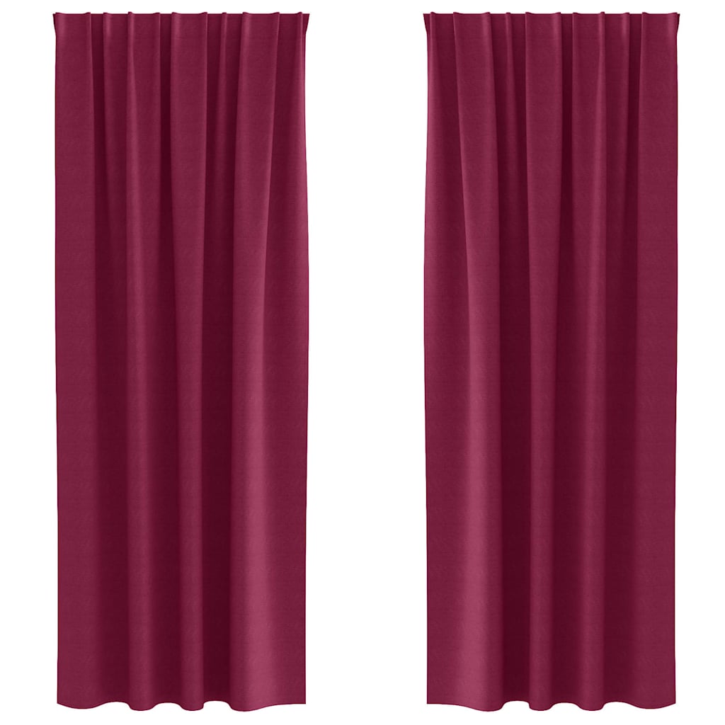 VidaXL rideaux occultants avec anneaux 2 pcs rouge vin 225 x 140 cm