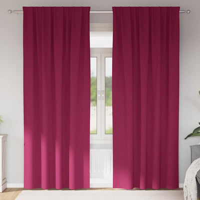 VidaXL rideaux occultants avec anneaux 2 pcs rouge vin 245 x 140 cm