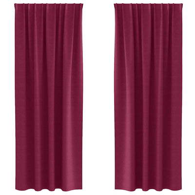 VidaXL rideaux occultants avec anneaux 2 pcs rouge vin 245 x 140 cm
