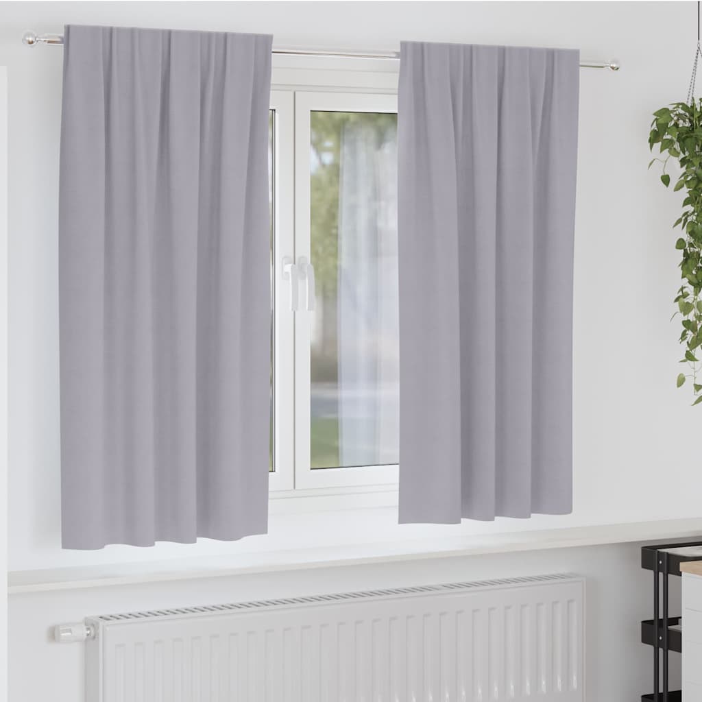 Vidaxl rideaux occultants avec anneaux 2 pcs gris métal 175 x 140 cm
