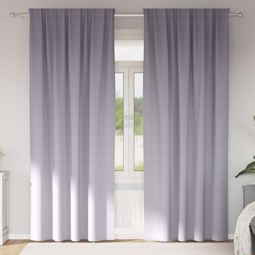 Vidaxxl rideaux occultants avec anneaux 2 pcs gris métal 260 x 140 cm