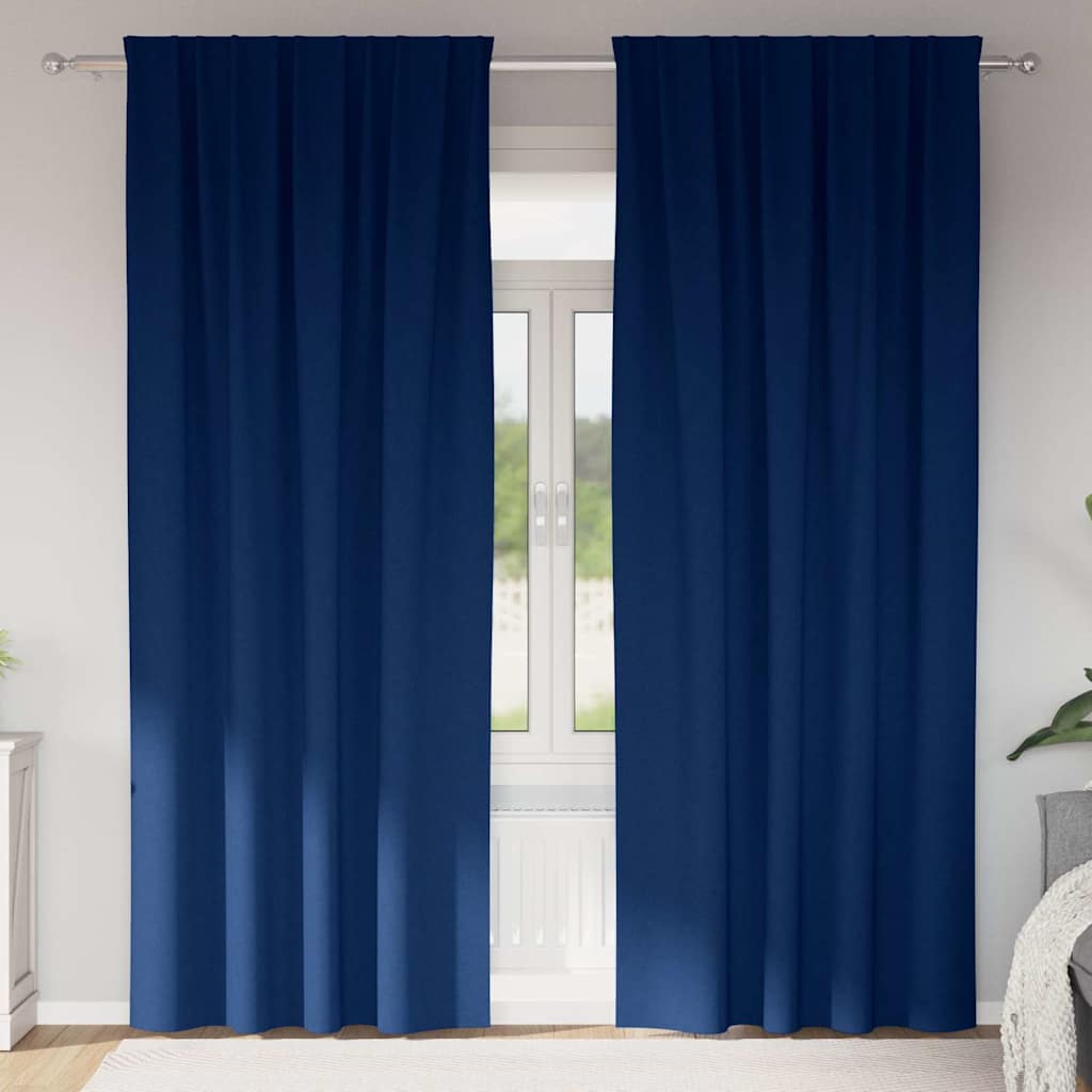 Vidaxl rideaux occultants avec anneaux 2 pcs bleu foncé 225 x 140 cm