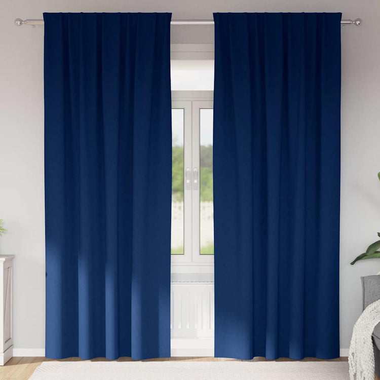 Vidaxl rideaux occultants avec anneaux 2 pcs bleu foncé 225 x 140 cm