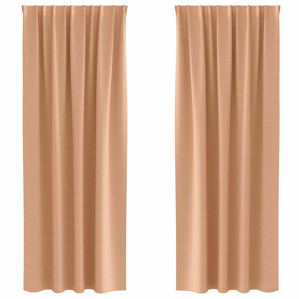 Vidaxl rideaux occultants avec anneaux 2 pcs marron clair 245 x 140 cm