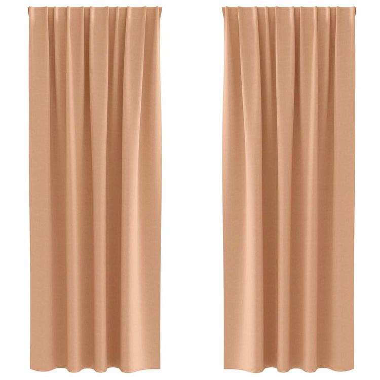 Vidaxl rideaux occultants avec anneaux 2 pcs marron clair 245 x 140 cm