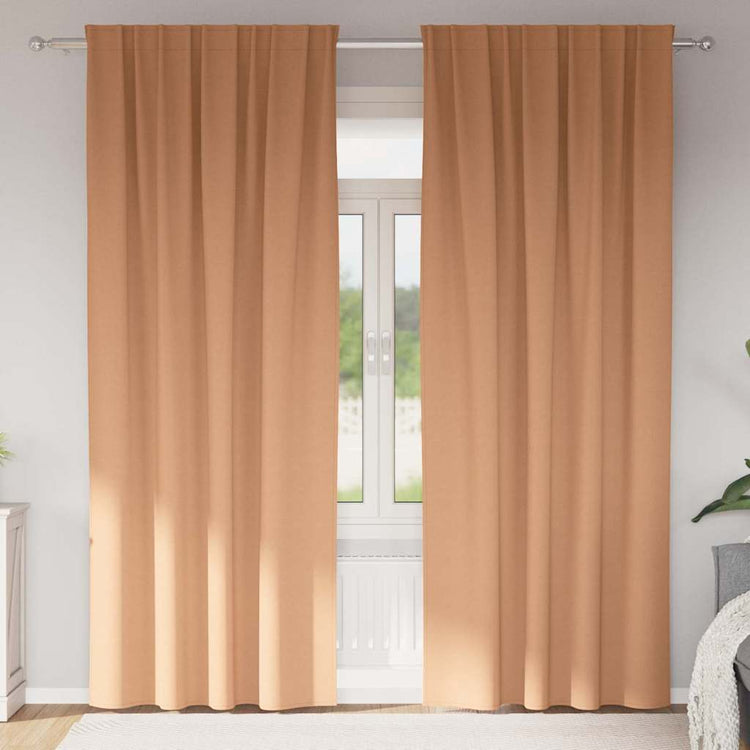Vidaxl rideaux occultants avec anneaux 2 pcs marron clair 260 x 140 cm