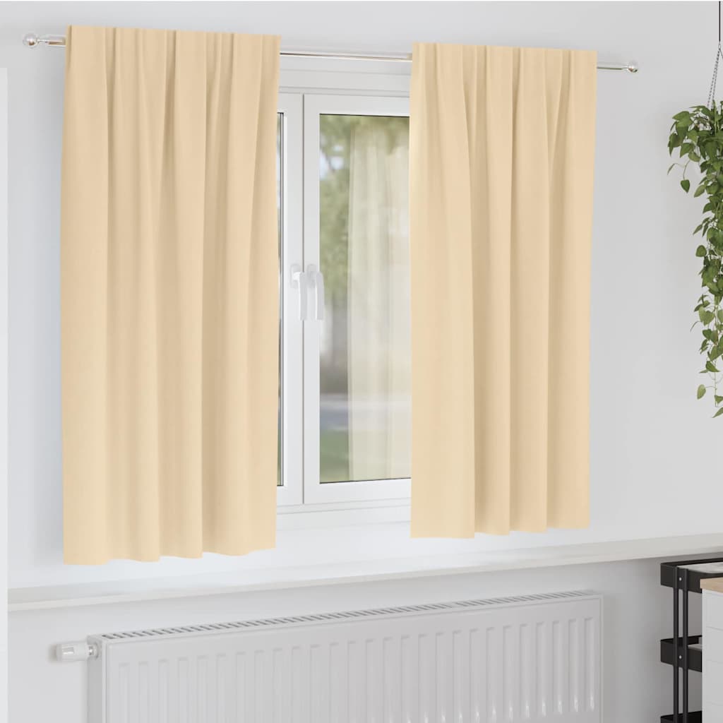 Vidaxxl rideaux occultants avec anneaux 2 pcs crème 175 x 140 cm