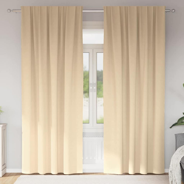 VidaXL rideaux occultants avec anneaux 2 pcs crème 225 x 140 cm