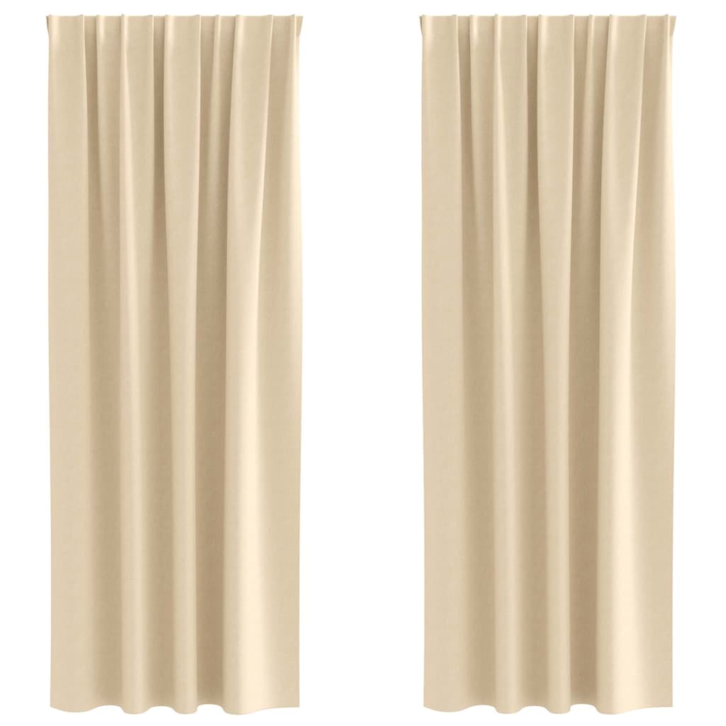 VidaXL rideaux occultants avec anneaux 2 pcs crème 225 x 140 cm