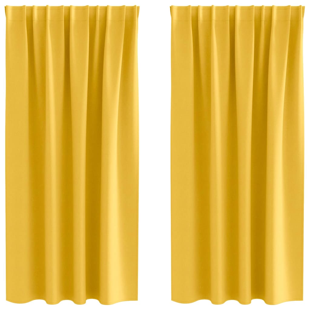 Vidaxl rideaux occultants avec anneaux 2 pcs jaune moutarde 175 x 140 cm