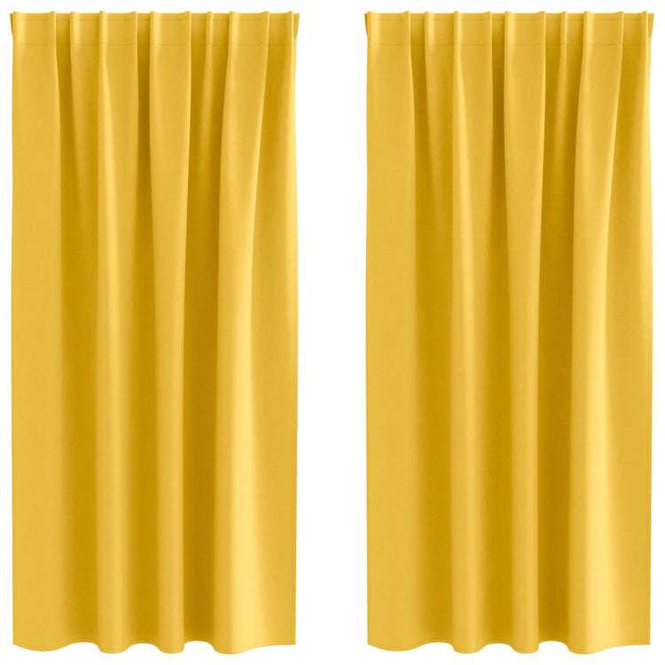 Vidaxl rideaux occultants avec anneaux 2 pcs jaune moutarde 175 x 140 cm