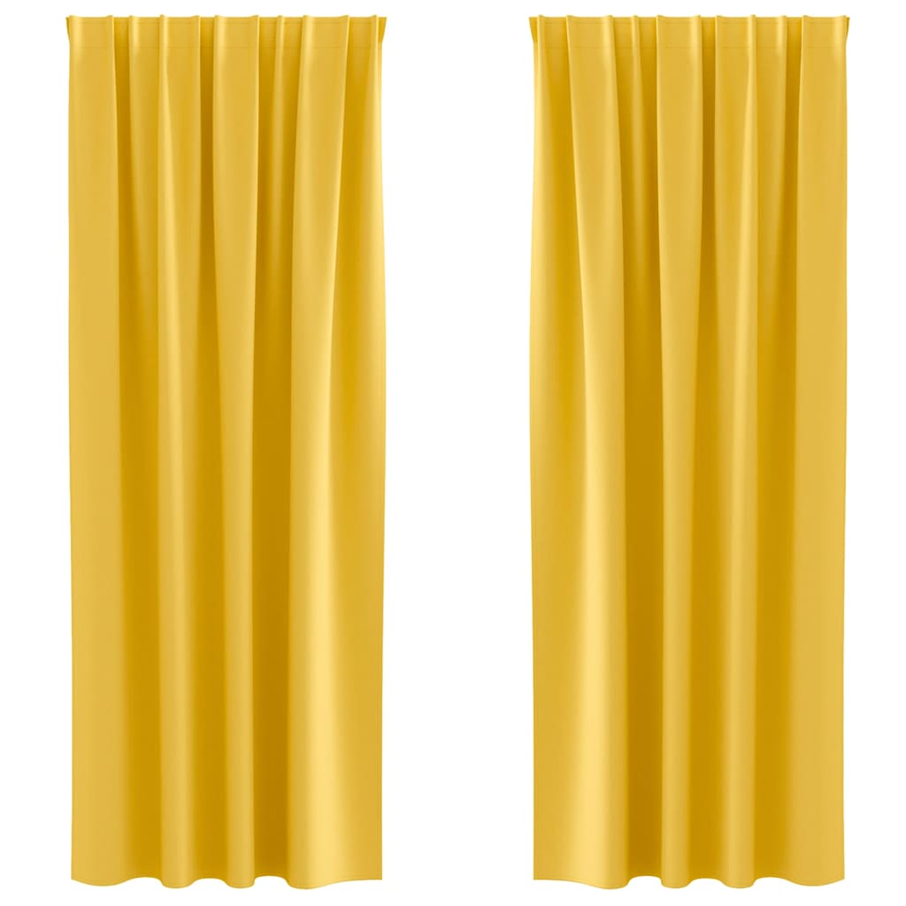 Vidaxl rideaux occultants avec anneaux 2 pcs jaune moutarde 225 x 140 cm