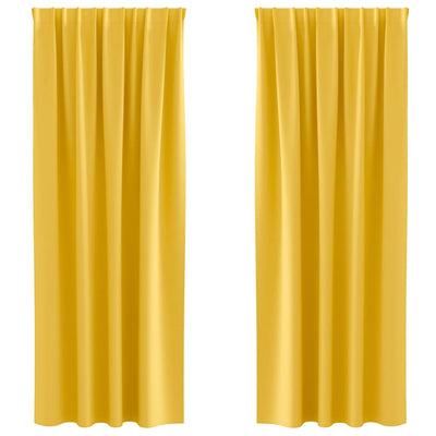 Vidaxl rideaux occultants avec anneaux 2 pcs jaune moutarde 225 x 140 cm