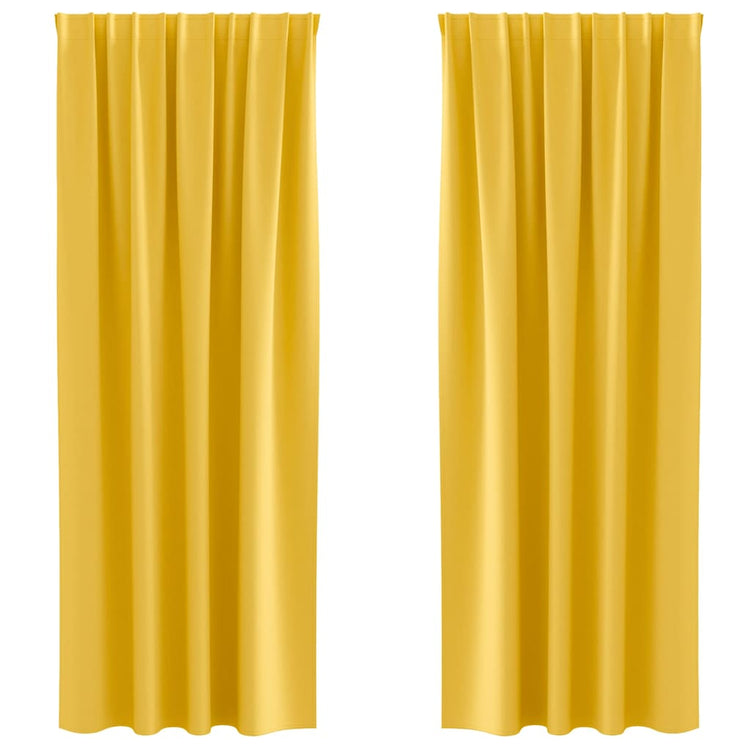 Vidaxl rideaux occultants avec anneaux 2 pcs jaune moutarde 260 x 140 cm