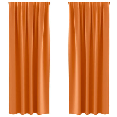 Vidaxxl rideaux occultants avec anneaux 2 pcs orange vif 225 x 140 cm