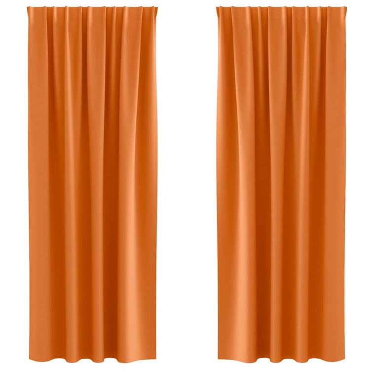 Vidaxxl rideaux occultants avec anneaux 2 pcs orange vif 225 x 140 cm