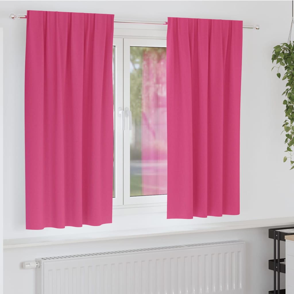 Vidaxl rideaux occultants avec anneaux 2 pcs rose vif 175 x 140 cm