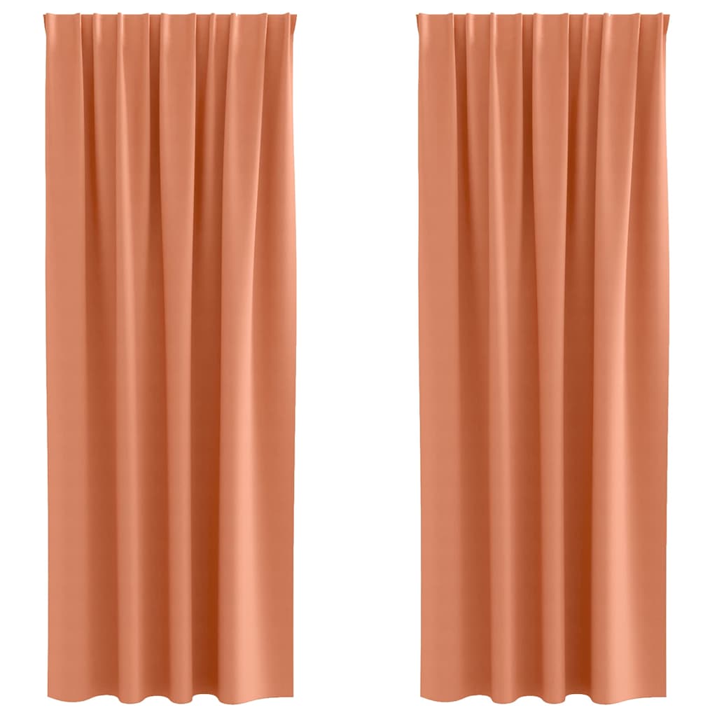 Vidaxxl rideaux occultants avec anneaux 2 pcs terre cuite 225 x 140 cm