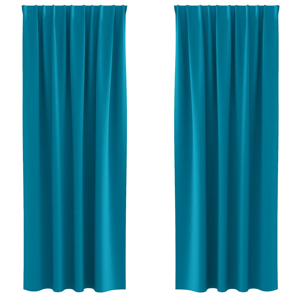 Vidaxxl rideaux occultants avec anneaux 2 pcs turquoise 260 x 140 cm