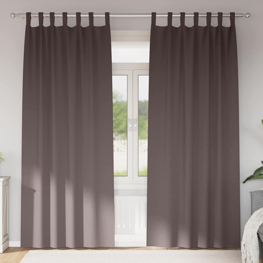 Vidaxl rideaux occultants avec anneaux 2 pcs marron foncé 225 x 140 cm