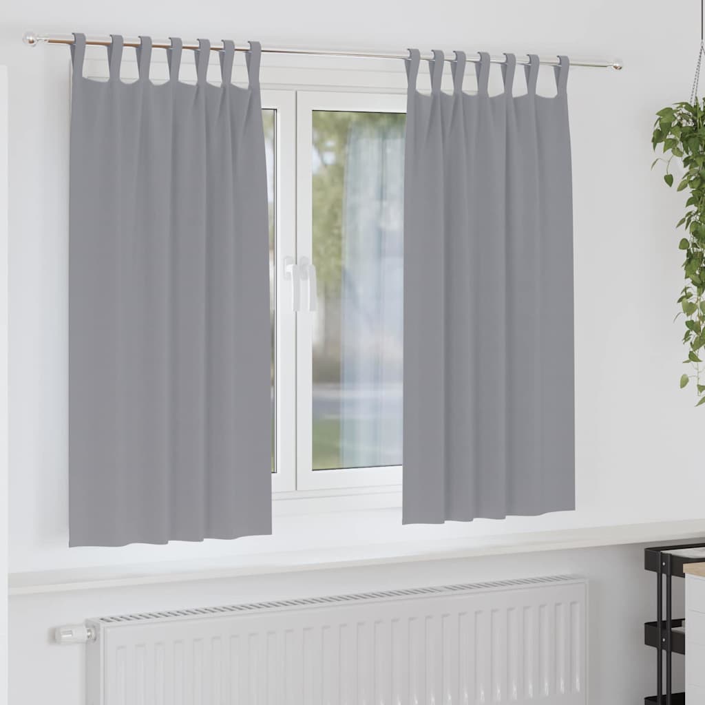 Vidaxxl rideaux occultants avec anneaux 2 pcs gris clair 175 x 140 cm