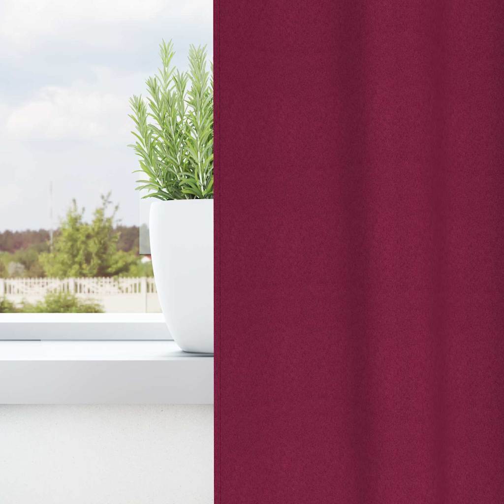 Vidaxxl rideaux occultants avec anneaux 2 pcs bordeaux 140 x 140 cm