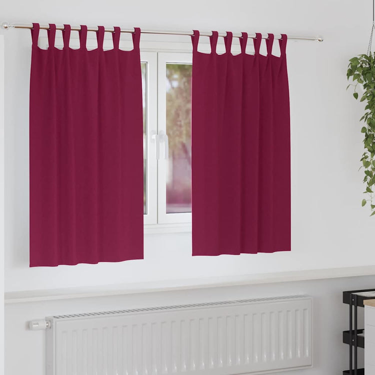 Vidaxxl rideaux occultants avec anneaux 2 pcs bordeaux 140 x 140 cm