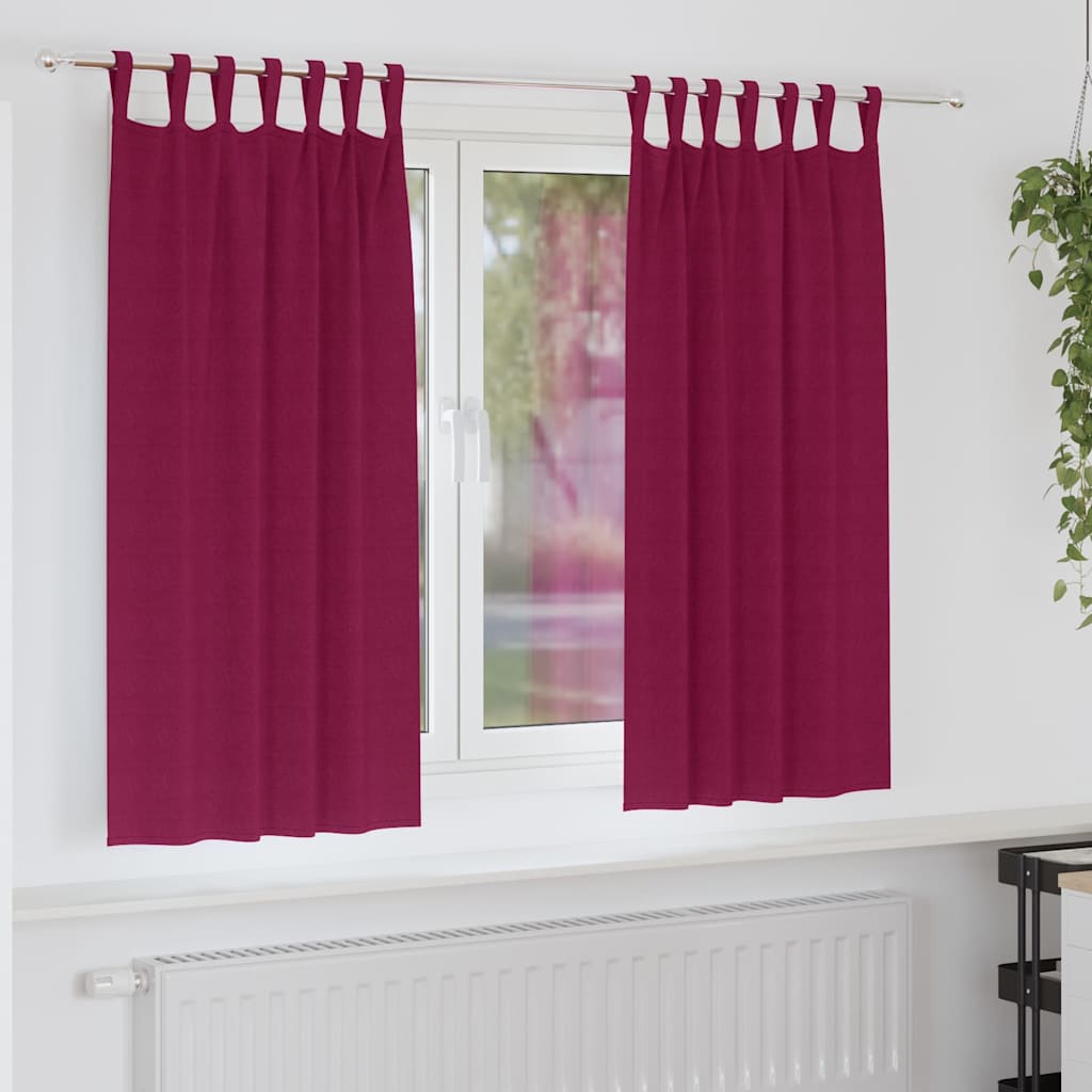 VidaXL rideaux occultants avec anneaux 2 pcs rouge vin 175 x 140 cm