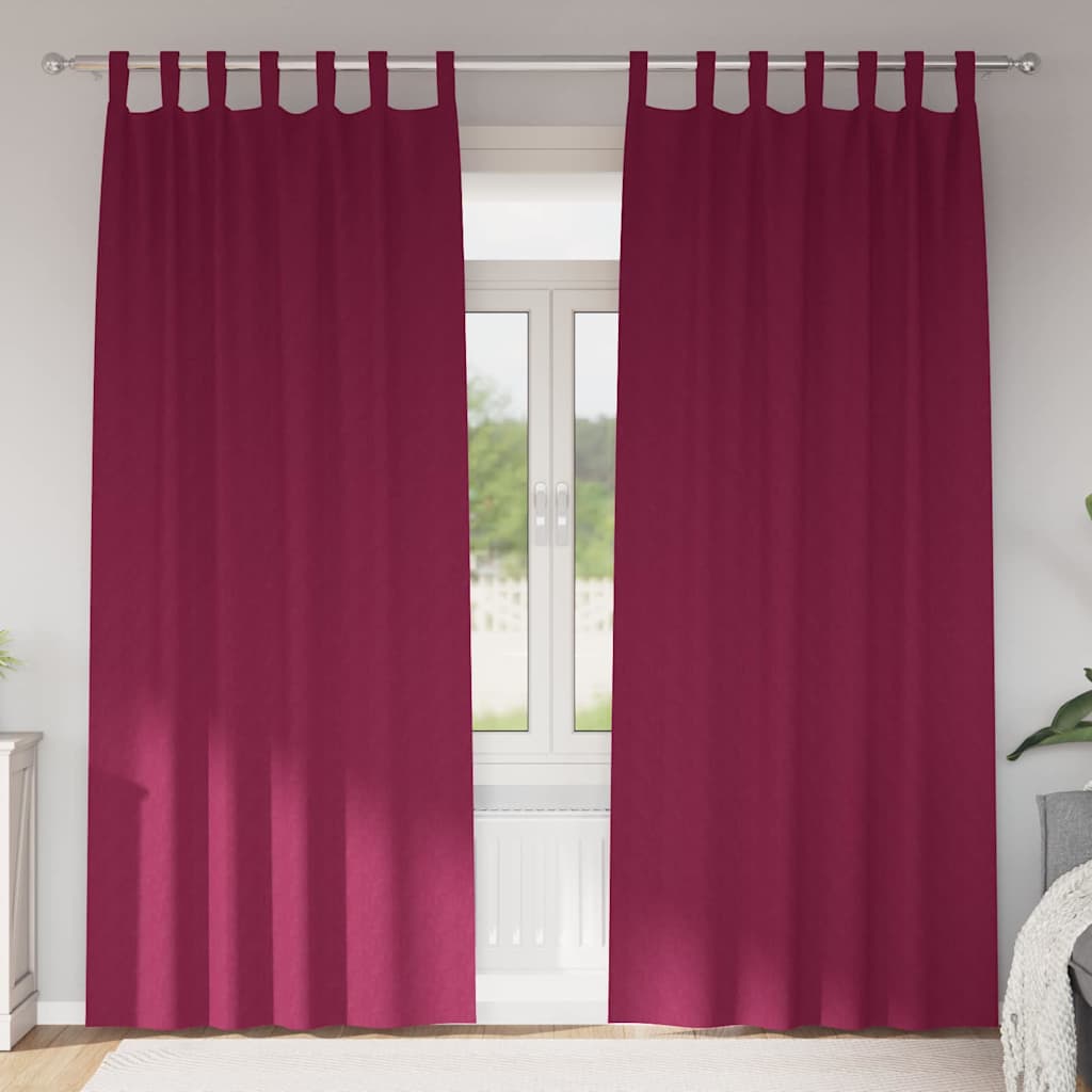 VidaXL rideaux occultants avec anneaux 2 pcs rouge vin 225 x 140 cm