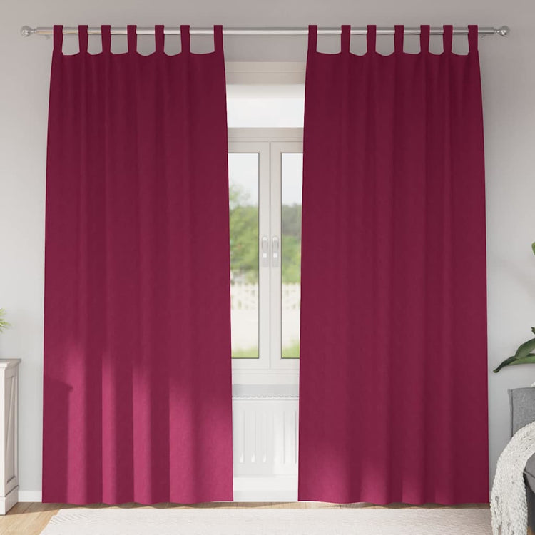 VidaXL rideaux occultants avec anneaux 2 pcs rouge vin 225 x 140 cm