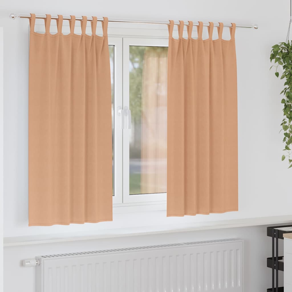 Vidaxl rideaux occultants avec anneaux 2 pcs marron clair 175 x 140 cm