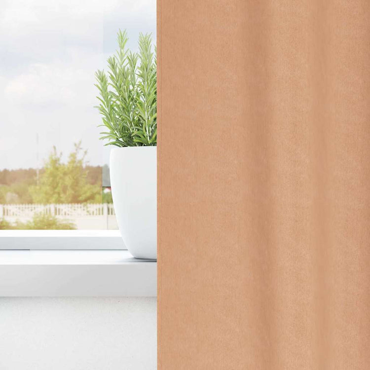 Vidaxl rideaux occultants avec anneaux 2 pcs marron clair 260 x 140 cm