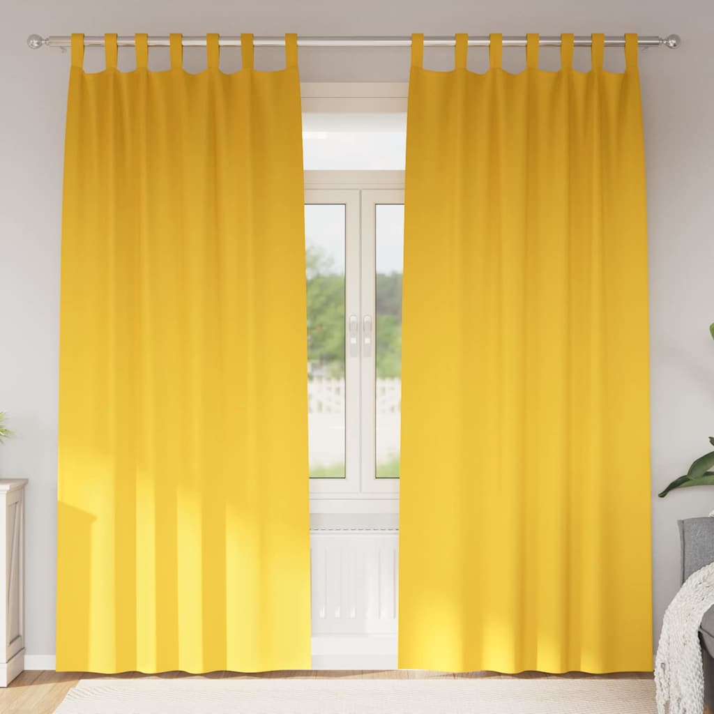 Vidaxl rideaux occultants avec anneaux 2 pcs jaune moutarde 245 x 140 cm