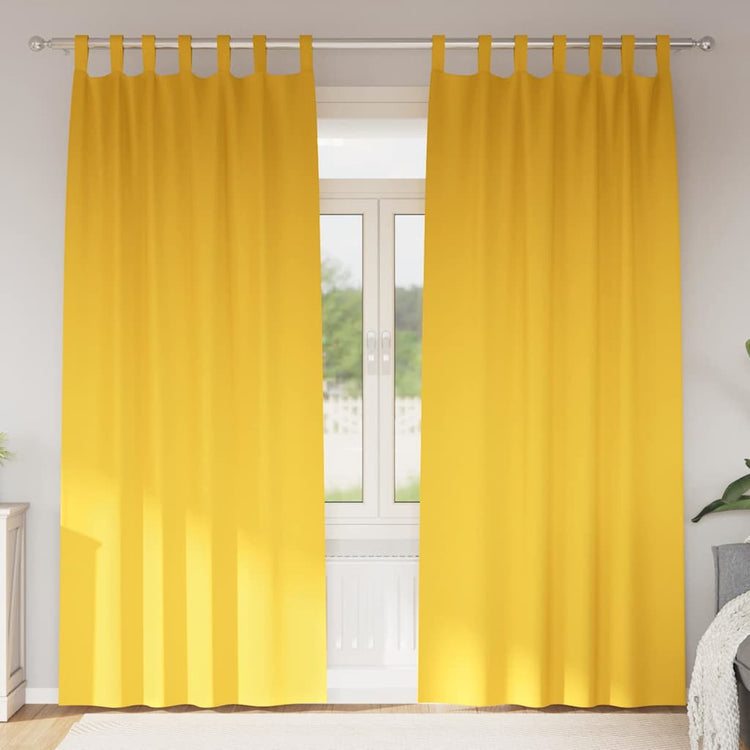 Vidaxl rideaux occultants avec anneaux 2 pcs jaune moutarde 245 x 140 cm