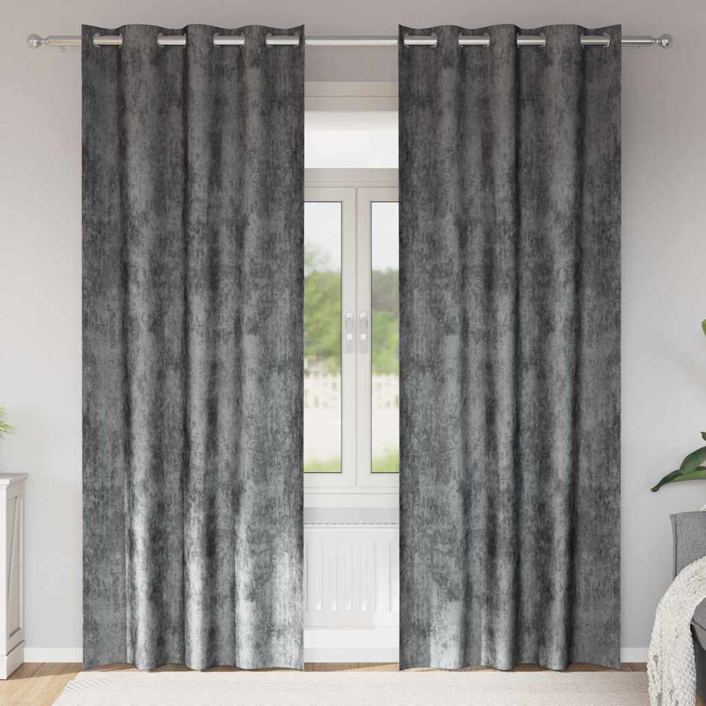 VidaXL rideaux en velours avec rideaux 2 pièces gris 225 x 140 cm velours