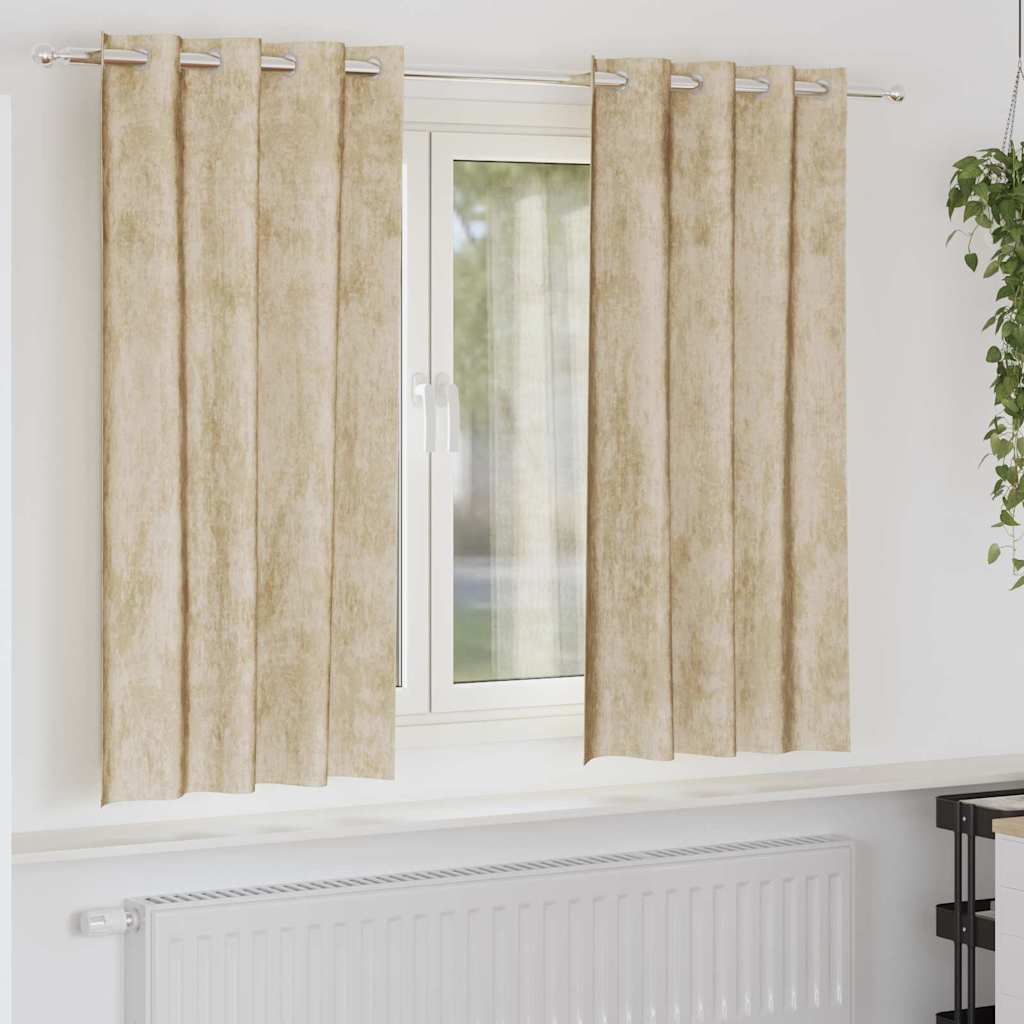 VidaXL rideaux en velours avec rideaux 2 pcs crème 175 x 140 cm velours